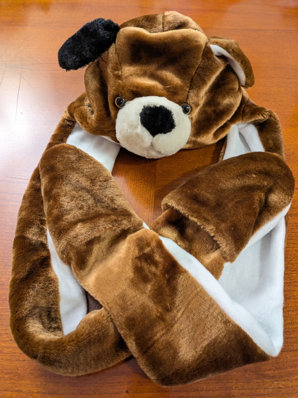 Plush Puppy Hat, Scarf & Mittens Combo for Women EUC